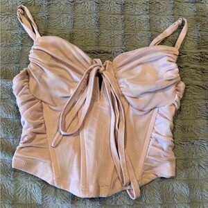 Elegant Blush Ruched Corset Crop Top